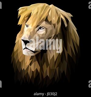 Lion bassa poli design. Triangolo illustrazione vettoriale. Illustrazione Vettoriale