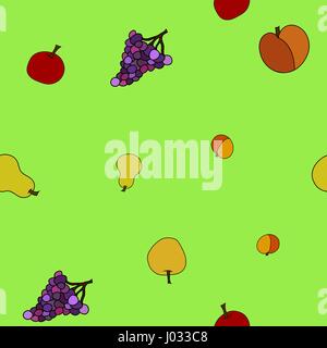 Disegnata a mano vettore Fruit pattern senza giunture Illustrazione Vettoriale