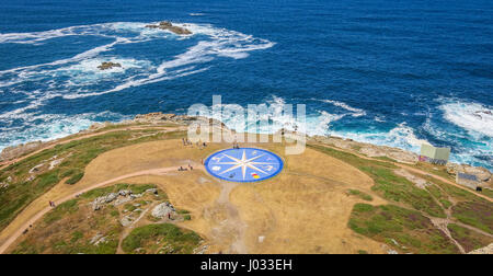 Rosa dei venti vicino alla Torre di Hercules in A Coruña, Galizia, Spagna settentrionale, Agosto-13-2014 Foto Stock