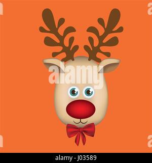 Orange cornice quadrata con natale renne faccia Illustrazione Vettoriale