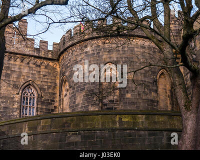 Lancaster Castle e ex carcere è situato nel centro di Lancaster County town e la città di Lancashire Inghilterra Foto Stock