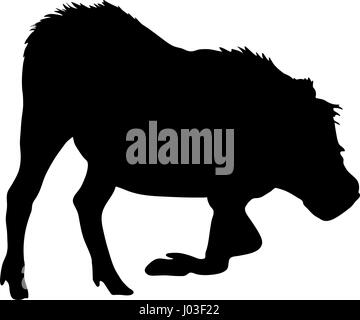 Disegnata a mano la silhouette di un selvaggio warthog Illustrazione Vettoriale