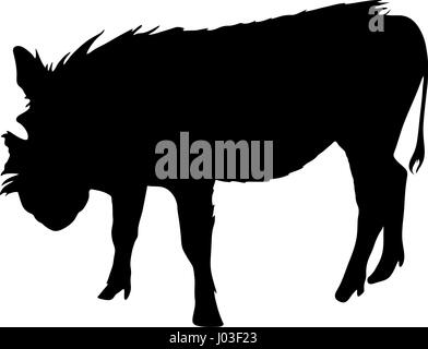 Disegnata a mano la silhouette di un selvaggio warthog Illustrazione Vettoriale