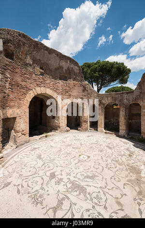 Roma. L'Italia. Ostia Antica. Terme di sette saggi, sala circolare del frigidarium. Terme dei Sette sapienti. Foto Stock