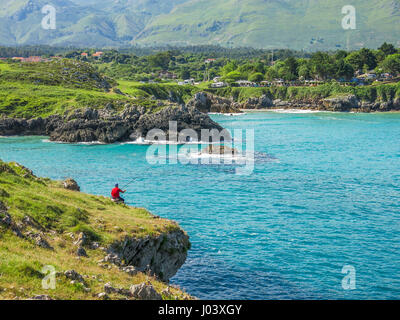 Vista panoramica vicino a Playa de Troenzo, Celorio, Asturias, Spagna settentrionale, Juyl-29-2013 Foto Stock
