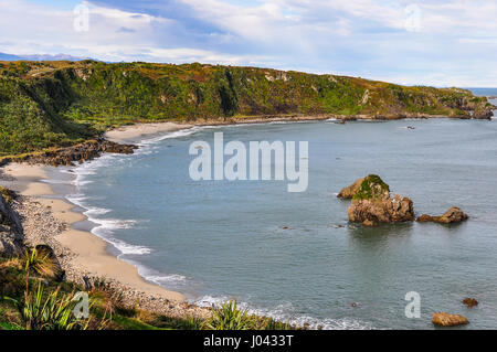 Spiaggia di sabbia a Cape Foulwind sulla costa ovest della Nuova Zelanda Foto Stock