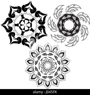 Round Pattern di ornamento di pattern con spazzola Illustrazione Vettoriale