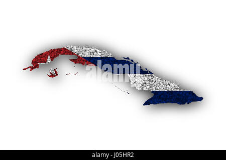 Mappa e bandiera di Cuba su di semi di papavero Foto Stock