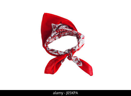 Fazzoletto rosso bandana con un pattern, isolata. Foto Stock
