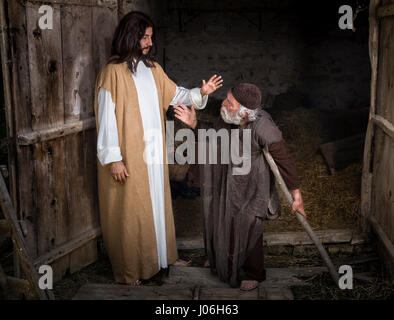 Gesù che guarisce gli storpi o storpi uomo Foto Stock