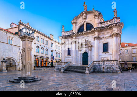 Suggestiva la vista la mattina a San Biagio Chiesa in Dubrovnik, Croazia. Foto Stock