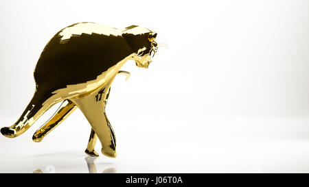 Golden 3d rendering di una tigre all'interno di uno studio Foto Stock