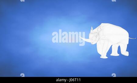 Delineate 3d rendering di rhino all'interno di un blue studio Foto Stock