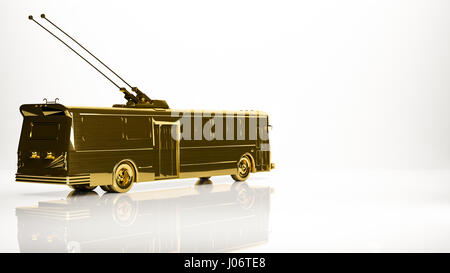 Golden 3d rendering di una vettura trolebus in studio Foto Stock