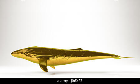 Golden 3d rendering di una balena killer isolato su bianco Foto Stock