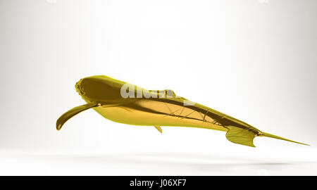 Golden 3d rendering di una balena killer isolato su bianco Foto Stock