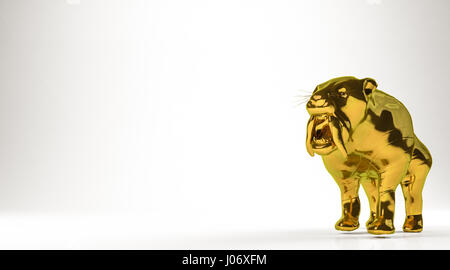 Golden 3d rendering di una tigre isolato su bianco Foto Stock