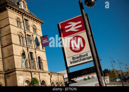 Bradford Interchange stazione ferroviaria, parte della rete della metropolitana, Bradford, West Yorkshire Foto Stock