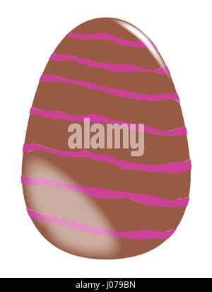 Un grande cioccolato al latte marrone uovo di Pasqua con la caramella strisce Illustrazione Vettoriale