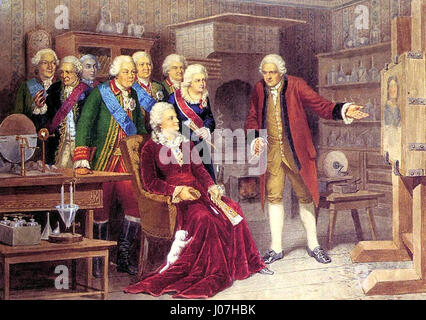 Nel 1764, l'imperatrice Caterina II visitò lo scienziato Mikhail Lomonosov nella sua casa a San Pietroburgo, dove espose le sue opere a mosaico destinate a un monumento a Pietro il grande. Foto Stock