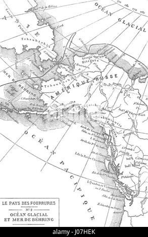 *The Fur Country* di Férat e Beaurepaire è un'illustrazione del libro di spedizione del XIX secolo che documenta l'esplorazione della regione artica. L'immagine cattura una scena dall'ambiente duro, evidenziando le condizioni difficili e la lotta per la sopravvivenza in un paesaggio ghiacciato. Foto Stock