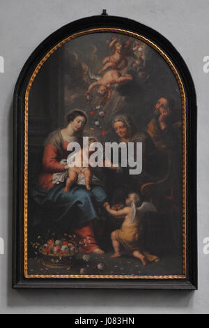 'Köln St. Gereon HL. Familie mit HL. Anna è una rappresentazione della Sacra famiglia con Sant'Anna, situata nella chiesa di San Gereone a Colonia, Germania. L'opera d'arte enfatizza temi religiosi e l'arte medievale tedesca. Foto Stock