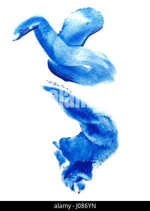 Acquerello blu blot isolati su sfondo bianco. Acquerello blot per il tuo design, logo, emblema, banner. Foto Stock