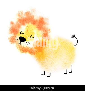 Lion realizzati con acquerelli astratti blot isolati su sfondo bianco. Disegnata a mano acquerello Lion per la tua creatività. Foto Stock