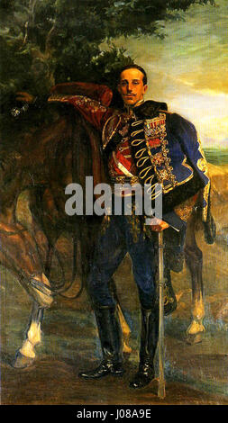 Alfonso XIII con uniforme de húsar de Pavía (José Mongrell Torrent) Foto Stock