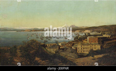 Theodor Ohlsen - Ein Blick auf den Hafen von Valparaíso Foto Stock