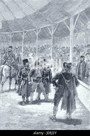 César Cascabel di George Roux è un'illustrazione del romanzo di Jules Verne. Il lavoro di Roux riflette lo spirito avventuroso della narrazione, catturando l'essenza del personaggio principale, César, e le sue audaci imprese. Foto Stock