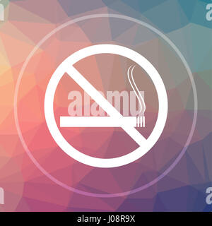 Nessuna icona di fumare. Non fumare sito web pulsante sul basso poli dello sfondo. Foto Stock