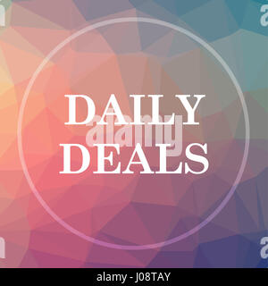 Offerte giornaliere icona. Offerte giornaliere sito web pulsante sul basso poli dello sfondo. Foto Stock