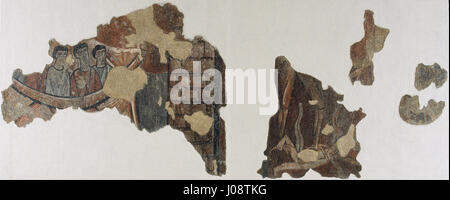 "Paradiso e Inferno" di Sant Joan de Boí è un affresco che riflette temi religiosi medievali. Contrasta le raffigurazioni della salvezza e della dannazione, un motivo comune nell'arte cristiana medievale. Foto Stock