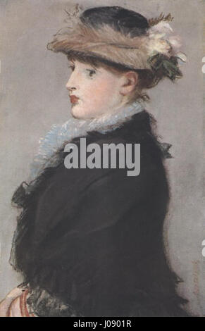 Édouard Manet - Méry Laurent au chapeau garni de fleurs Foto Stock