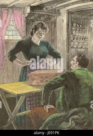 César Cascabel è un'illustrazione di George Roux dal romanzo d'avventura di Jules Claretie. L'opera d'arte riprende i personaggi e gli eventi della narrazione, mostrando il talento di Roux per catturare l'azione e le emozioni. Foto Stock