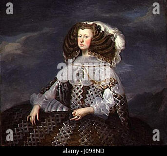 Retrato de la reina Doña María Ana de Austria, dal Musee National du chateau et des Trianons Foto Stock