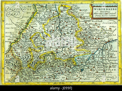 Württemberg-Karte Pieter van-den-keere 1619 Foto Stock