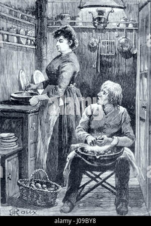 Illustrazione dal romanzo 'César Cascabel' di Jules Claretie, illustrata da George Roux. Foto Stock