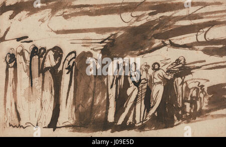 George Romney - una processione dei dannati- Studio per i dannati nell Inferno di Dante - Foto Stock