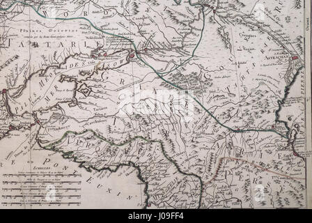 Questa incisione francese del 1769 ritrae una scena dei conflitti russo-turchi e polacchi, illustrando tattiche militari e alleanze tra Russia, Turchia e Polonia durante questo periodo. Foto Stock