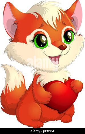 Fox e cuore Illustrazione Vettoriale