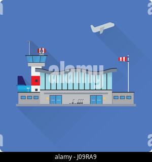 Design piatto lungo ombra edificio aeroportuale illustrazione vettoriale Illustrazione Vettoriale