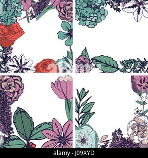 Vector set di cornici floreali Illustrazione Vettoriale