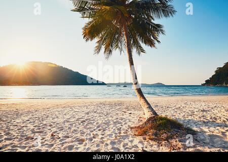 Tramonto in paradiso. Spiaggia idilliaca sulle isole Perhentian in Malesia. Foto Stock