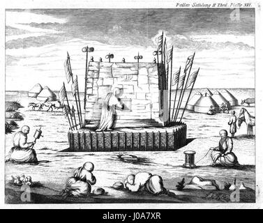 "Sammlungen historischer Nachrichten über die mongolischen Völkerschaften" è una raccolta di resoconti storici che descrivono i popoli mongoli. La Cappella buddista mongola, presente nella collezione, mostra la tradizionale architettura e arte buddista mongola. Foto Stock