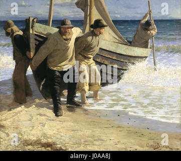 Oscar Björck - Lanciando la barca. Skagen - Foto Stock