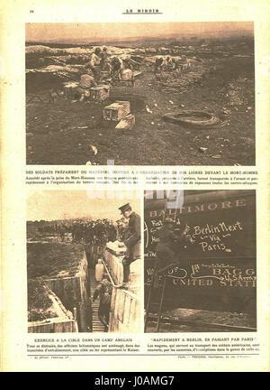 Un'illustrazione della rivista "le Miroir", numero 203, datata domenica 14 ottobre 1917, pagina 15, con una rappresentazione del campo di battaglia Mort-Homme durante la prima guerra mondiale Foto Stock