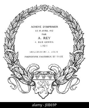 L'illustrazione di Lucien Bégule dell'Abbazia di Fontenay mette in mostra l'architettura cistercense, concentrandosi sulle caratteristiche distinte della struttura dell'edificio religioso, che riflettono i principi di progettazione medievali e monastici. Foto Stock