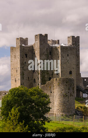 Rivestimento, nella contea di Meath, Irlanda - Castello di Trim, costruito nel 1170s, un inizio di castello normanno, è il più grande castello in Irlanda. Foto Stock